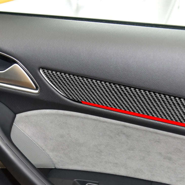 4 PCS / Set Carbon Fiber Car Interior Door Trim Red Edge Decorative Sticker for Audi Q3 2013-2018...