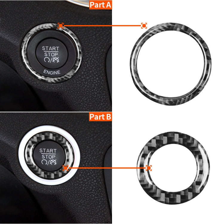 2 PCS / Set Carbon Fiber Car Ignition Switch Decorative Sticker for Dodge Challenger 2015 to Now,...