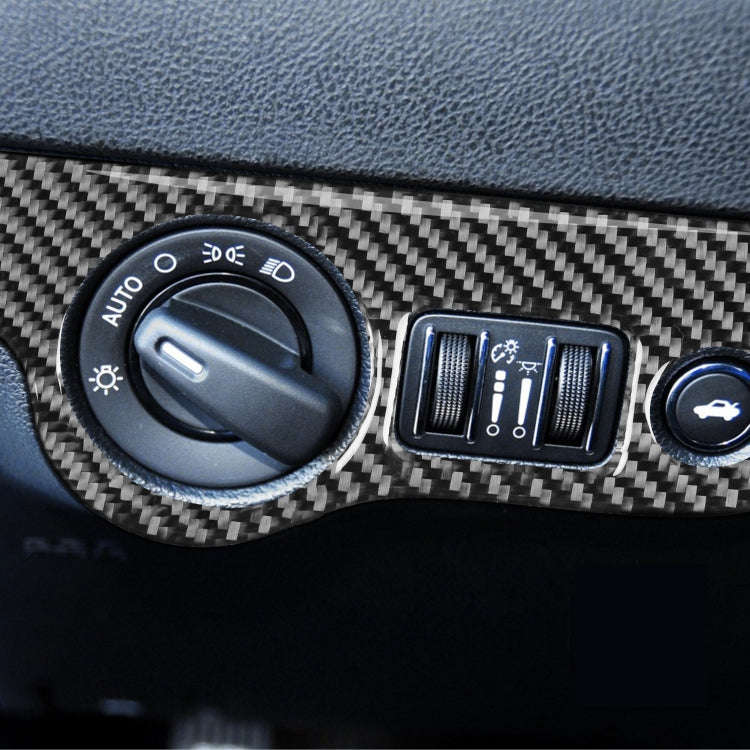 Carbon Fiber Car Headlight Switch Panel Decorative Sticker for Dodge Challenger 2015 to Now, Left...