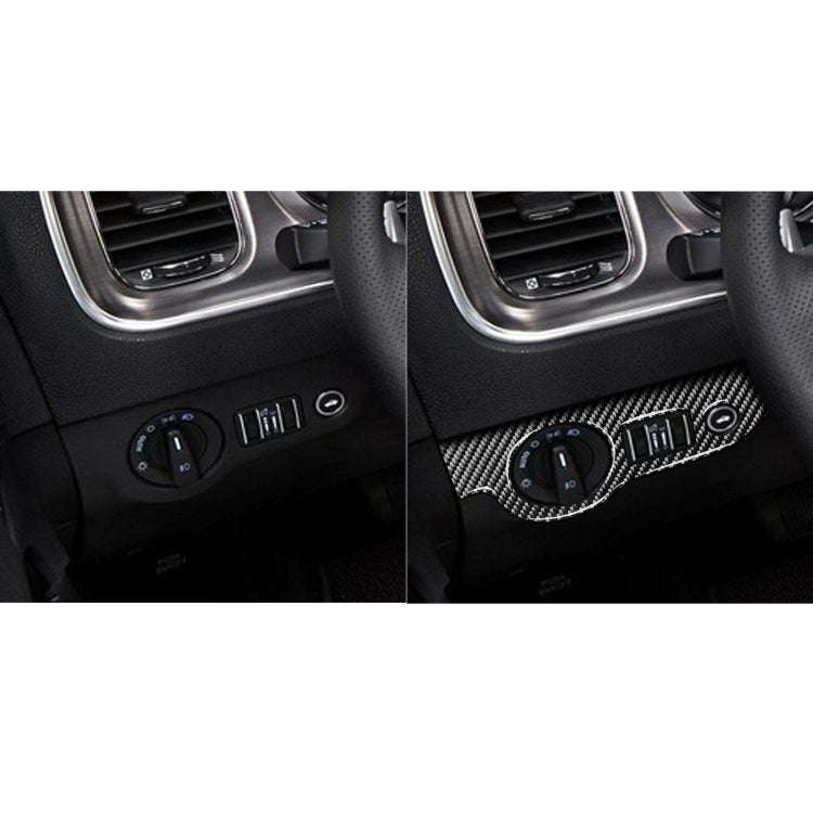 Carbon Fiber Car Headlight Switch Panel Decorative Sticker for Dodge Challenger 2015 to Now, Left...