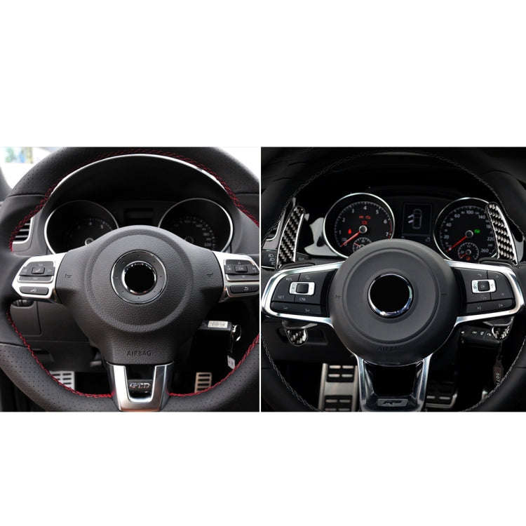 Carbon Fiber Car Central Steering Wheel Paddles Decorative Sticker for Volkswagen Golf 6 2008-2012