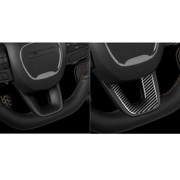 Carbon Fiber Car Steering Wheel Chin Decorative Sticker for Dodge Challenger 2015 to Now, Left Dr...