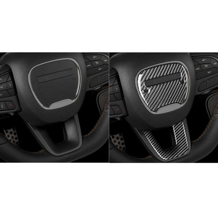 2 PCS / Set Carbon Fiber Car Steering Wheel Logo + Chin Decorative Sticker for Dodge Challenger 2...