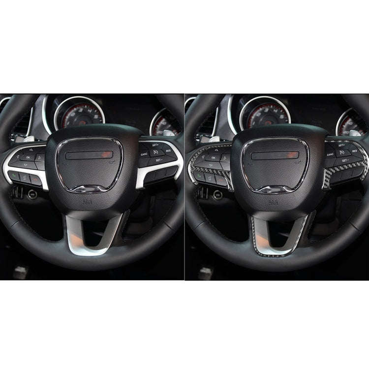 3 PCS / Set Carbon Fiber Car Steering Wheel Button Frame Decorative Sticker for Dodge Challenger ...