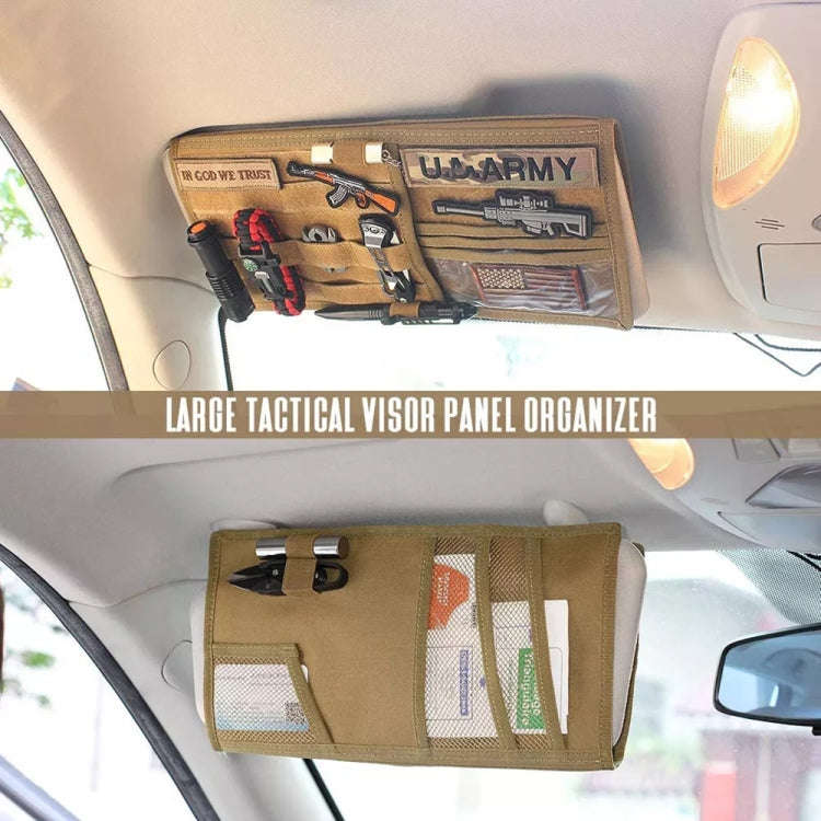 Car Sun Visor Storage Bag Glasses Frame Bill Clip (Army Green)