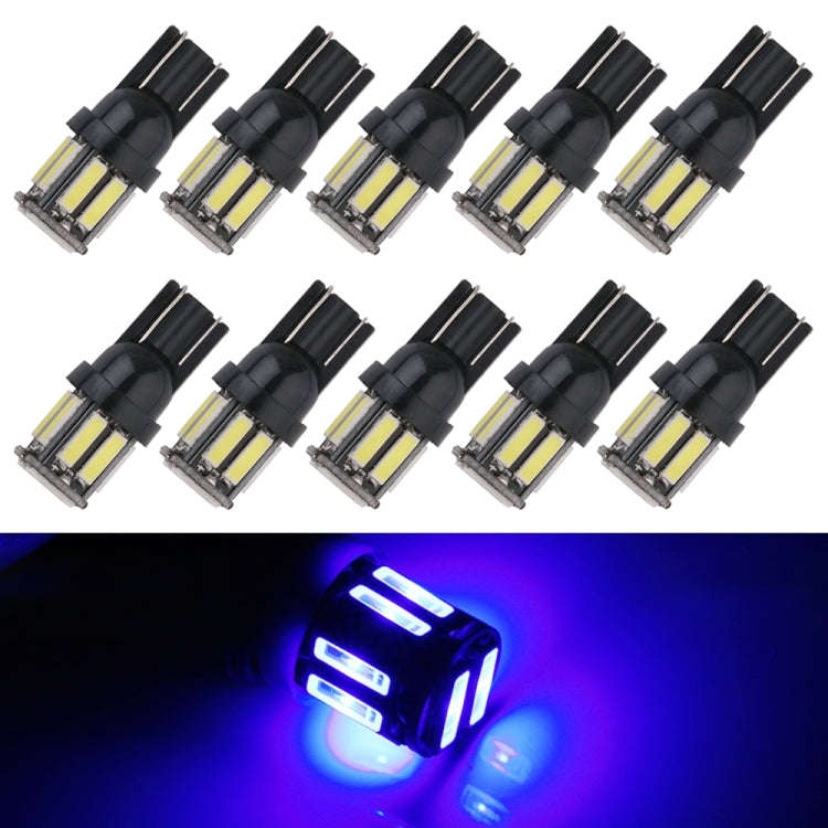 10pcs T10 DC12V / 0.96W / 0.08A Car Clearance Light 10LEDs SMD-7020 Lamp Beads (Blue Light)