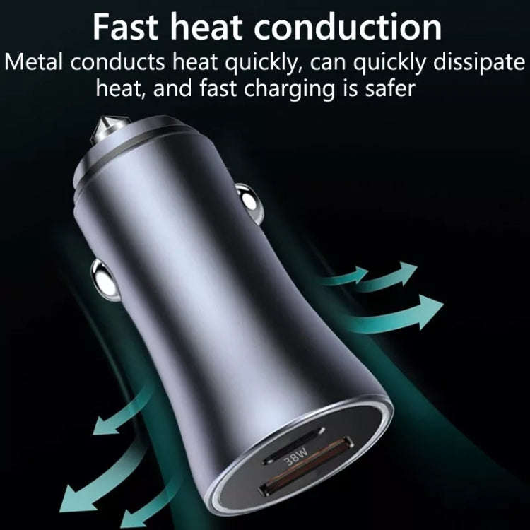 PD 20W Aluminum Alloy Dual Interface Car Fast Charger (Blue)