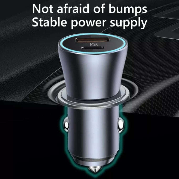 PD 20W Aluminum Alloy Dual Interface Car Fast Charger (Grey)