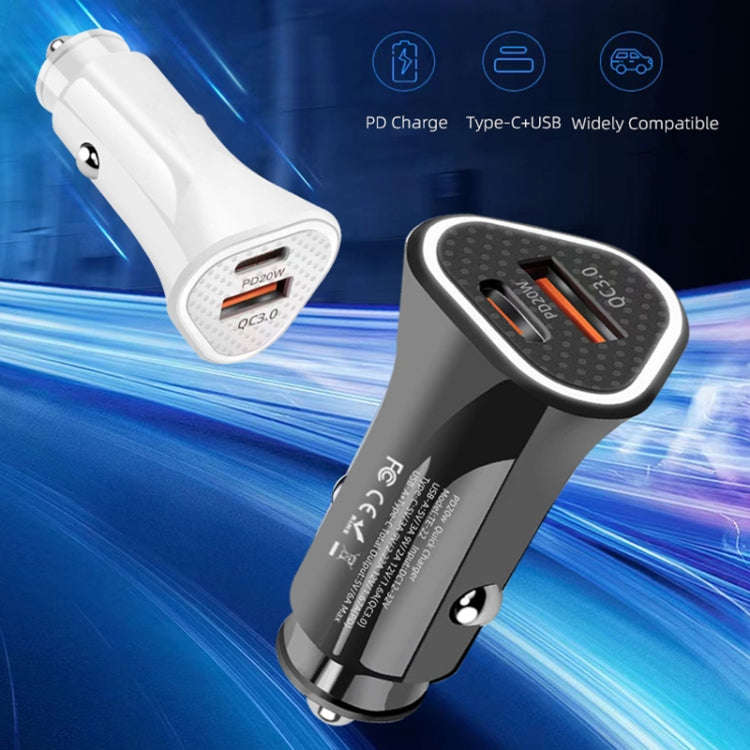 PD + QC3.0 Car 2 in 1 Triangle Fast Charger Car Cigarette Lighter(Black)