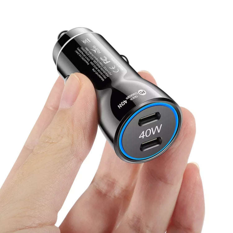 40W Dual PD Car 2 in 1 Fast Charger Car Cigarette Lighter (Black)