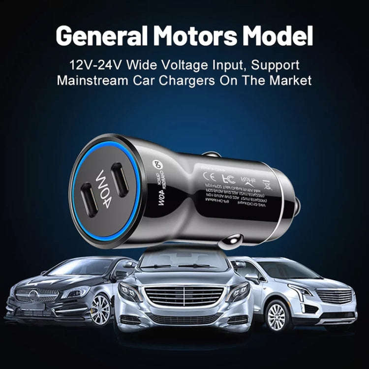 40W Dual PD Car 2 in 1 Fast Charger Car Cigarette Lighter (Black)