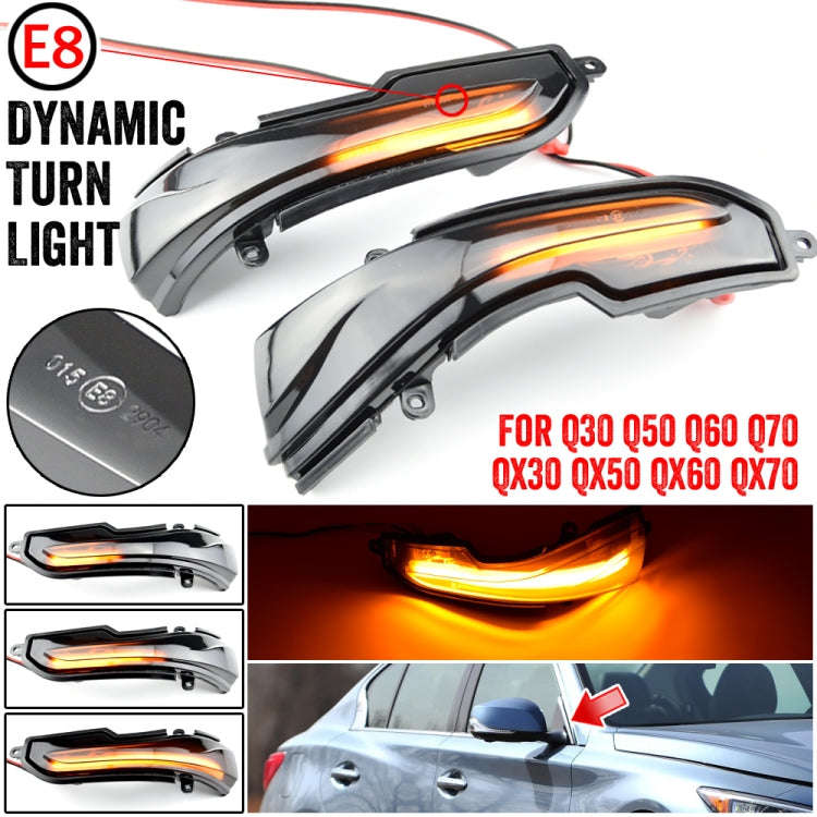 1 Pair For Infiniti Q30 2016-2019 Car Dynamic LED Turn Signal Light Rearview Mirror Flasher Water...