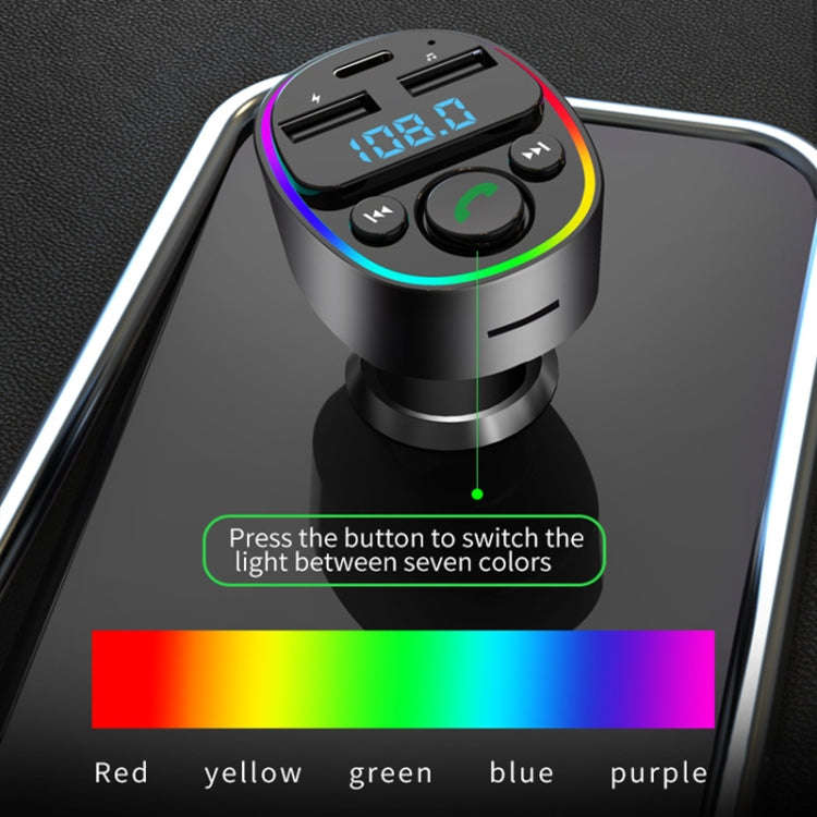 Car Bluetooth MP3 Player Audio FM Transmitter with Ambient Light