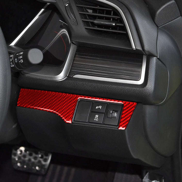 Car Carbon Fiber Headlight Switch Panel Decorative Sticker for Honda Tenth Generation Civic 2016-...