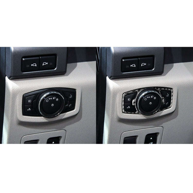 Car Carbon Fiber Headlight Switch Decorative Sticker for Ford F150 2017-2020, Left and Right Driv...