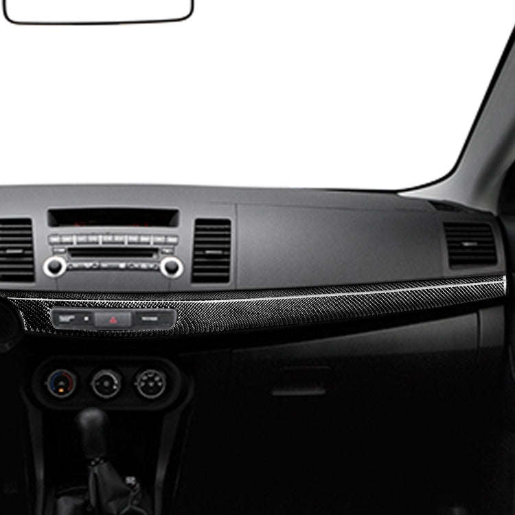 2 PCS Car Carbon Fiber Central Dashboard Panel Decorative Sticker for Mitsubishi Lancer EVO 2008-...