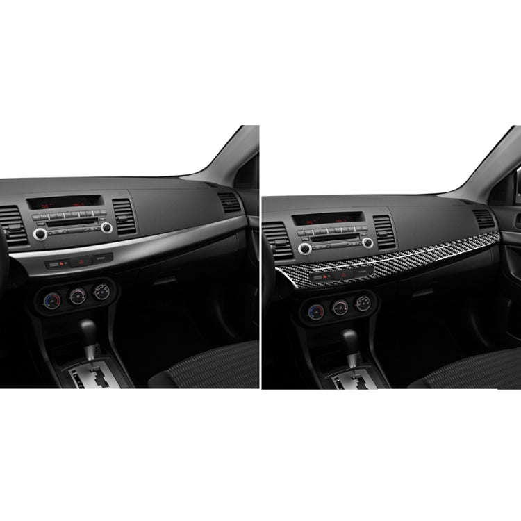 2 PCS Car Carbon Fiber Central Dashboard Panel Decorative Sticker for Mitsubishi Lancer EVO 2008-...