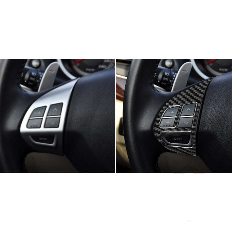 2 PCS Car Carbon Fiber Steering Wheel Buttons Decorative Sticker for Mitsubishi Lancer DE ES GTS ...