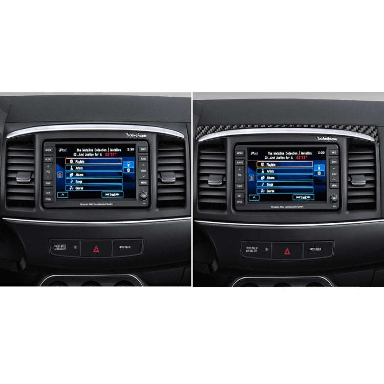 Car Carbon Fiber Navigation System Cover Decorative Sticker for Mitsubishi Lancer EVO 2008-2015, ...
