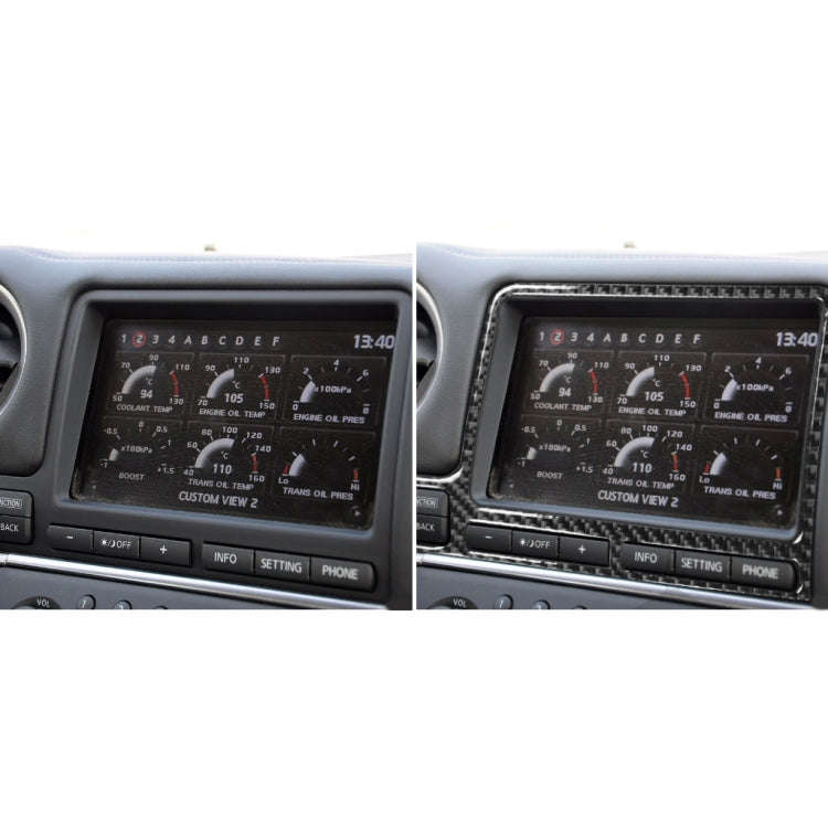 Car Carbon Fiber Navigation Display Frame Decorative Sticker for Nissan GTR R35 2008-2016, Left D...
