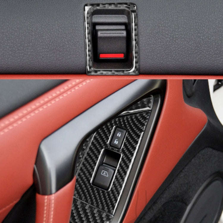 6 PCS Car Carbon Fiber Window Lift Button Door Lock Decorative Sticker for Nissan GTR R35 2008-20...