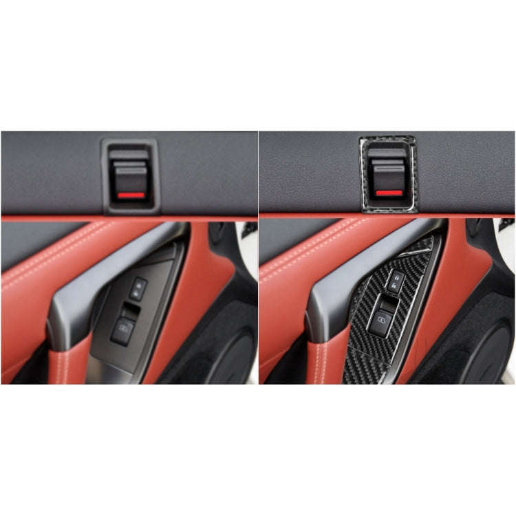 6 PCS Car Carbon Fiber Window Lift Button Door Lock Decorative Sticker for Nissan GTR R35 2008-20...