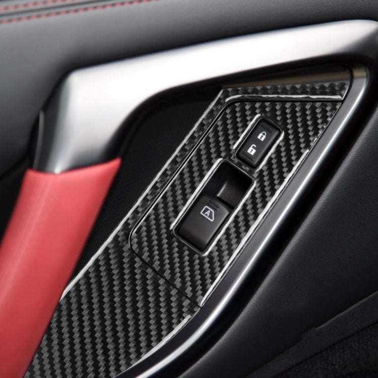 4 PCS Car Carbon Fiber Window Lift Button Panel Decorative Sticker for Nissan GTR R35 2008-2016, ...