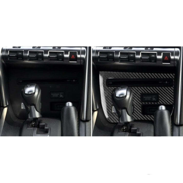 Car Carbon Fiber CD Player Console C Type Decorative Sticker for Nissan GTR R35 2008-2016, Left D...