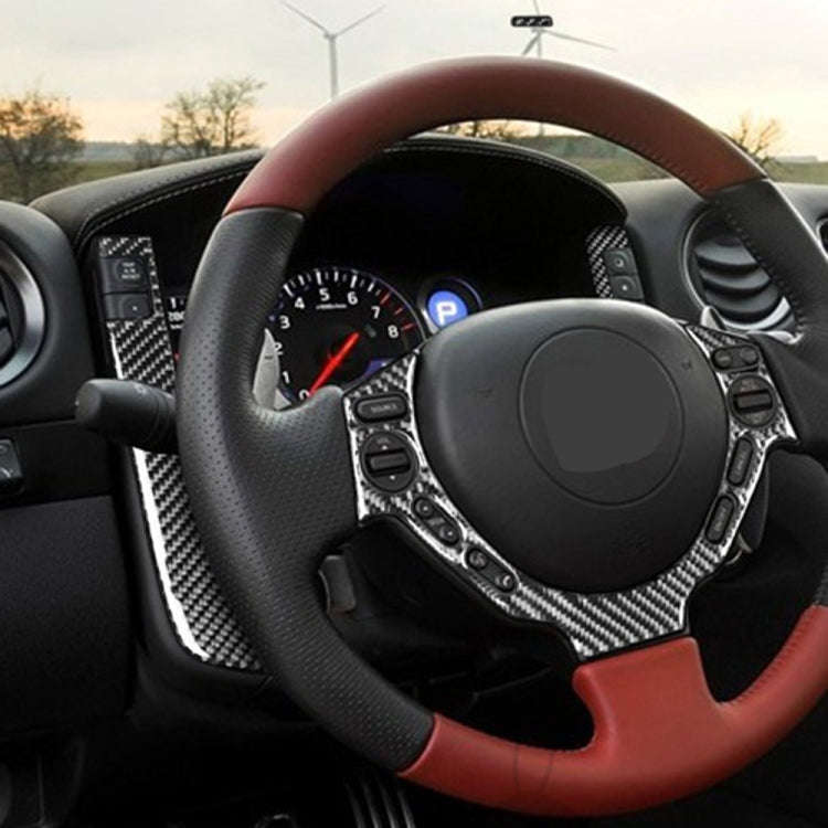 3 PCS Car Carbon Fiber Dashboard Steering Wheel Buttons Decorative Sticker for Nissan GTR R35 200...