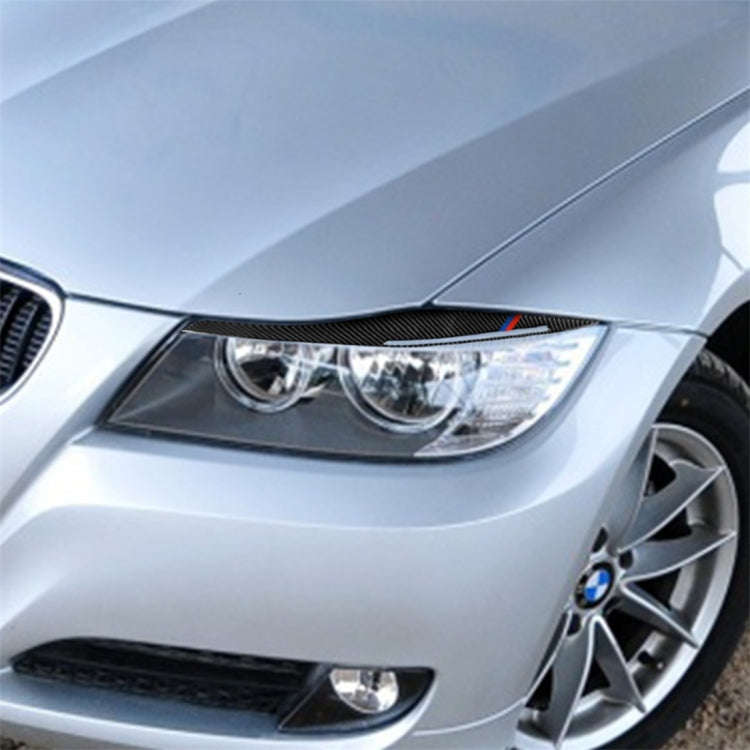 1 Pair Three Color Carbon Fiber Car Lamp Eyebrow Decorative Sticker for BMW E90 / 318i / 320i / 3...