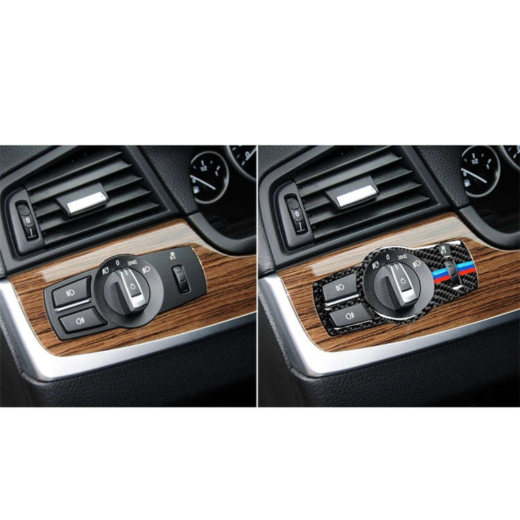 Three Color Carbon Fiber Car Headlight Switch Decorative Sticker for BMW 5 Series F01 / F10 / F07...