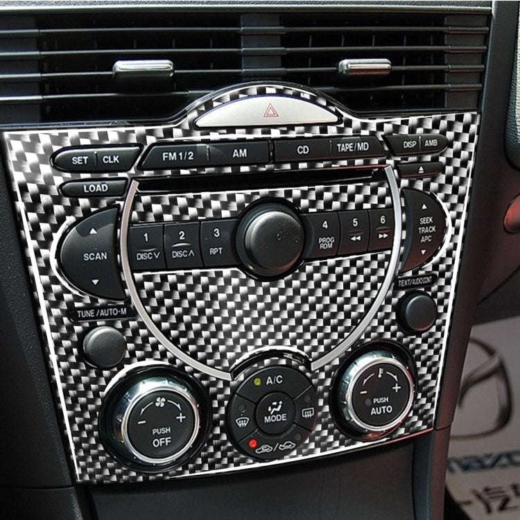 3 in 1 Car Carbon Fiber Dashboard Multimedia Panel Decorative Sticker for Mazda RX8 2004-2008, Le...