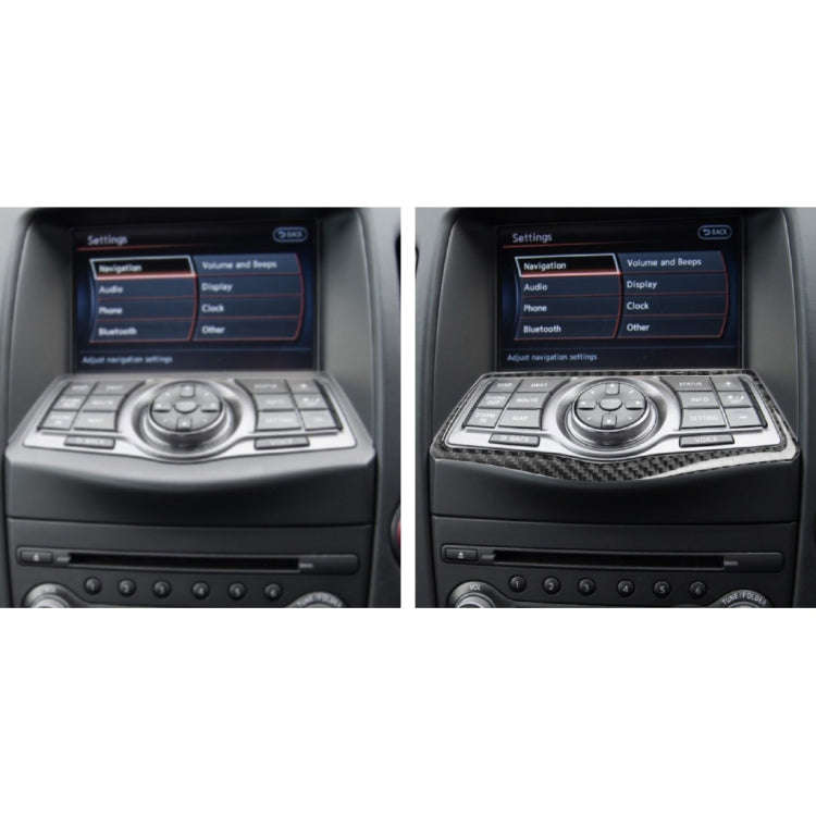 Car Carbon Fiber Multimedia Navigation Buttons Panel Decorative Sticker for Nissan 370Z Z34 2009-...