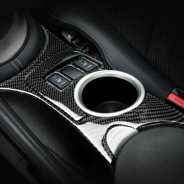 3 in 1 Car Carbon Fiber Central Control Cup Holder Panel Decorative Sticker for Nissan 370Z Z34 2...