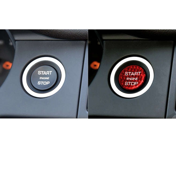 Car Carbon Fiber Engine Start Button Decorative Cover Trim for Land Rover Discovery 2016-2019 (Red)