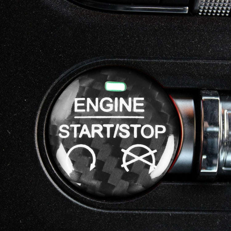 Car Carbon Fiber Engine Start Button Decorative Cover Trim for Ford Mustang 2015-2019 (Black)