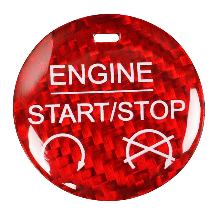 Car Carbon Fiber Engine Start Button Decorative Cover Trim for Ford Mustang 2015-2019 (Red)