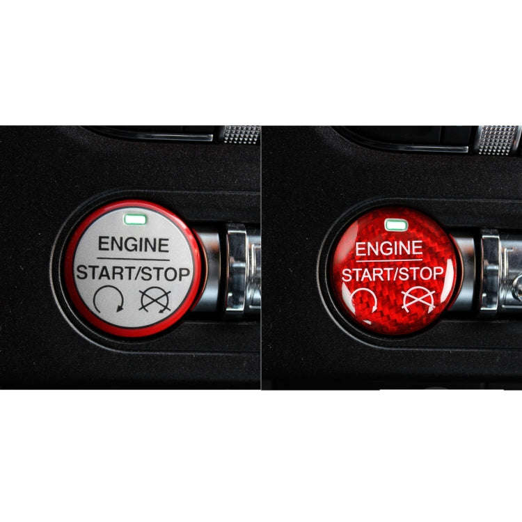 Car Carbon Fiber Engine Start Button Decorative Cover Trim for Ford Mustang 2015-2019 (Red)