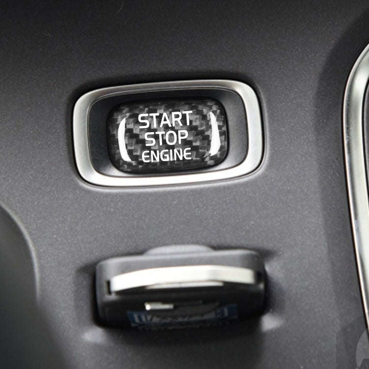 Car Carbon Fiber Engine Start Button Decorative Cover Trim for Volvo V40 2013-2019 (Black)
