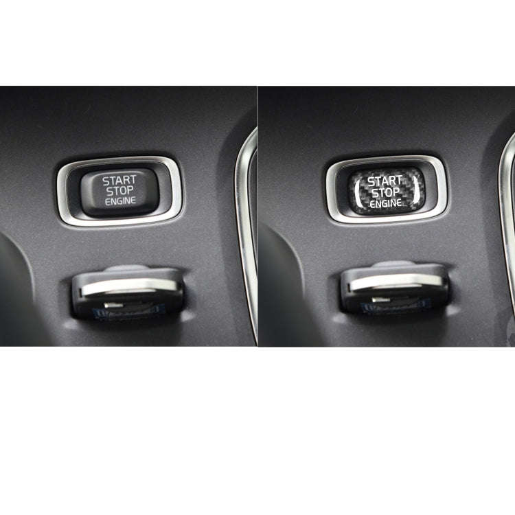 Car Carbon Fiber Engine Start Button Decorative Cover Trim for Volvo V40 2013-2019 (Black)