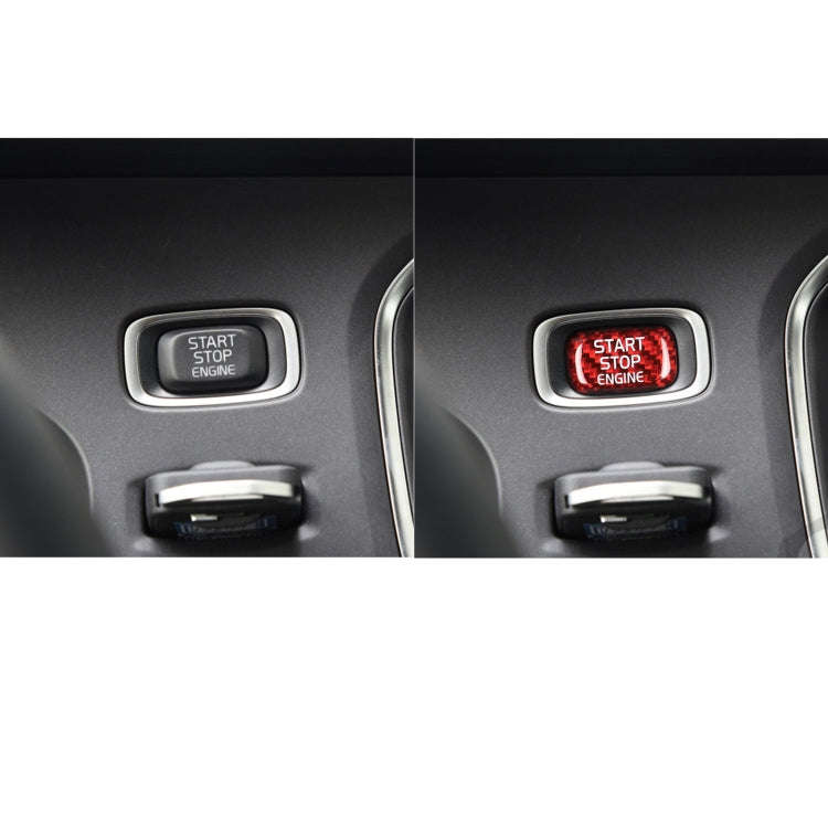 Car Carbon Fiber Engine Start Button Decorative Cover Trim for Volvo V40 2013-2019 (Red)