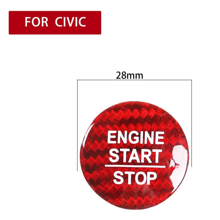 Car Carbon Fiber Engine Start Button Decorative Cover Trim for Honda CRV 2017-2019 (Red)