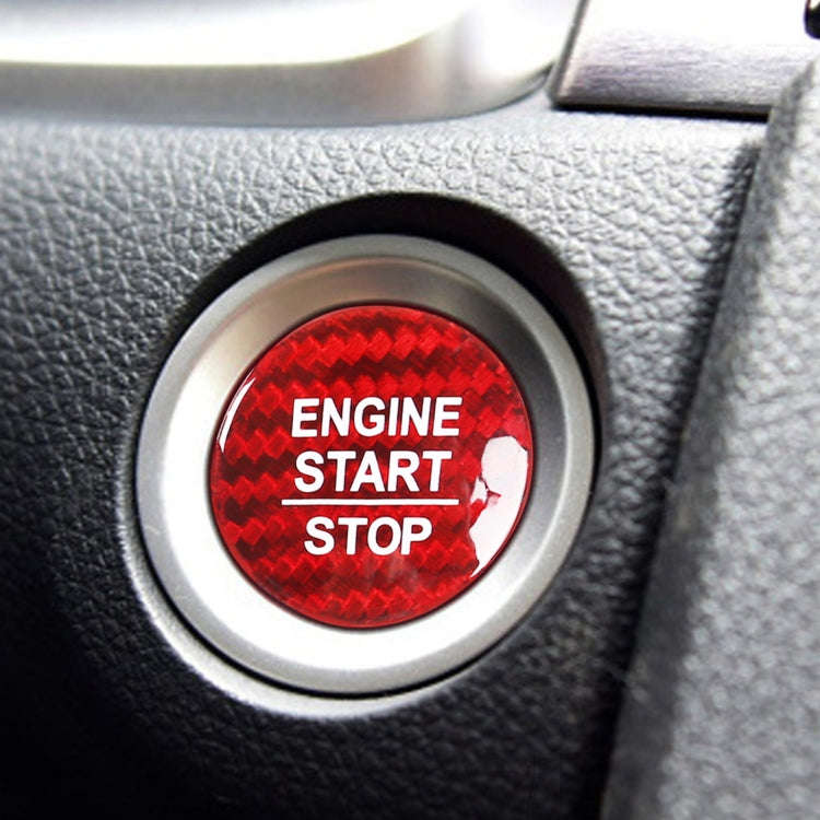 Car Carbon Fiber Engine Start Button Decorative Cover Trim for Honda CRV 2017-2019 (Red)