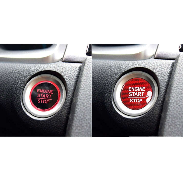 Car Carbon Fiber Engine Start Button Decorative Cover Trim for Honda CRV 2017-2019 (Red)