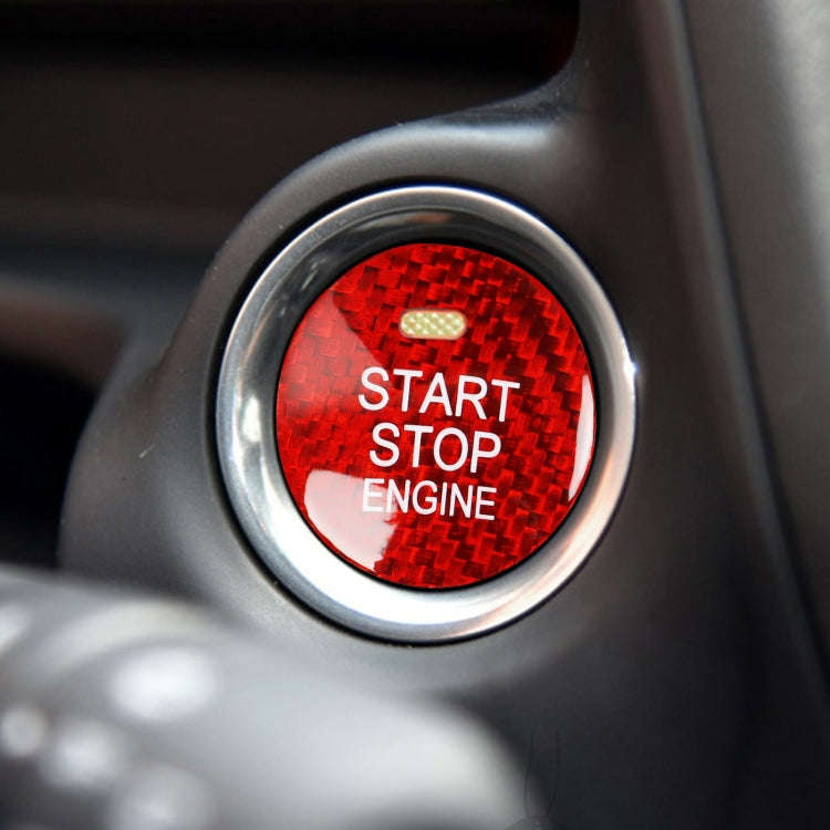 Car Carbon Fiber Engine Start Button Decorative Cover Trim for Mazda CX-8 (Red)