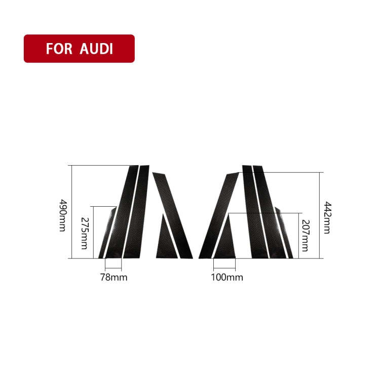 10 in 1 Car Carbon Fiber Center Pillar Decorative Sticker for Audi Q7 / SQ7 4M 2016-2019, Left an...