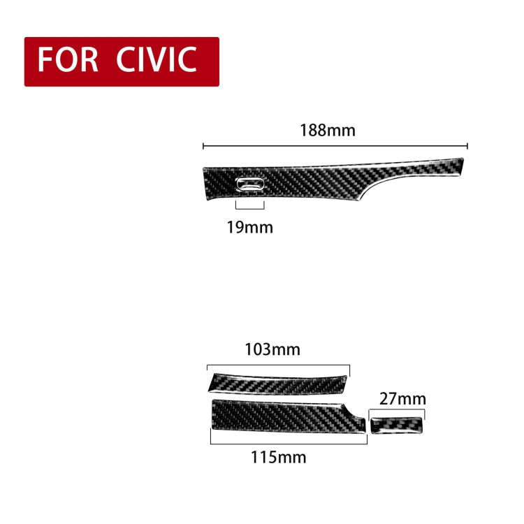 5 in 1 Car Carbon Fiber Automatic Gear Decorative Sticker for Honda Civic 8th Generation 2006-201...