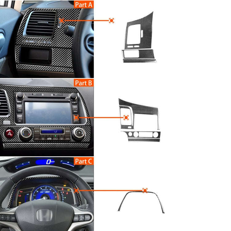 7 in 1 Car Carbon Fiber Instrument Panel Set Decorative Sticker for Honda Civic 8th Generation 20...