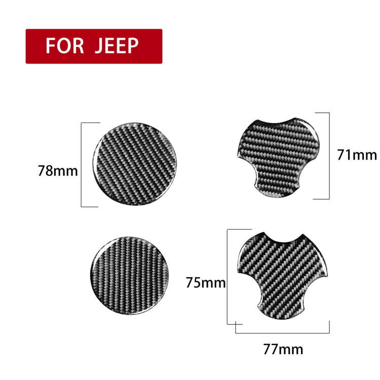 4 in 1 Car Carbon Fiber Water Cup Holder Mat Decorative Sticker for Jeep Wrangler JK 2007-2010, L...