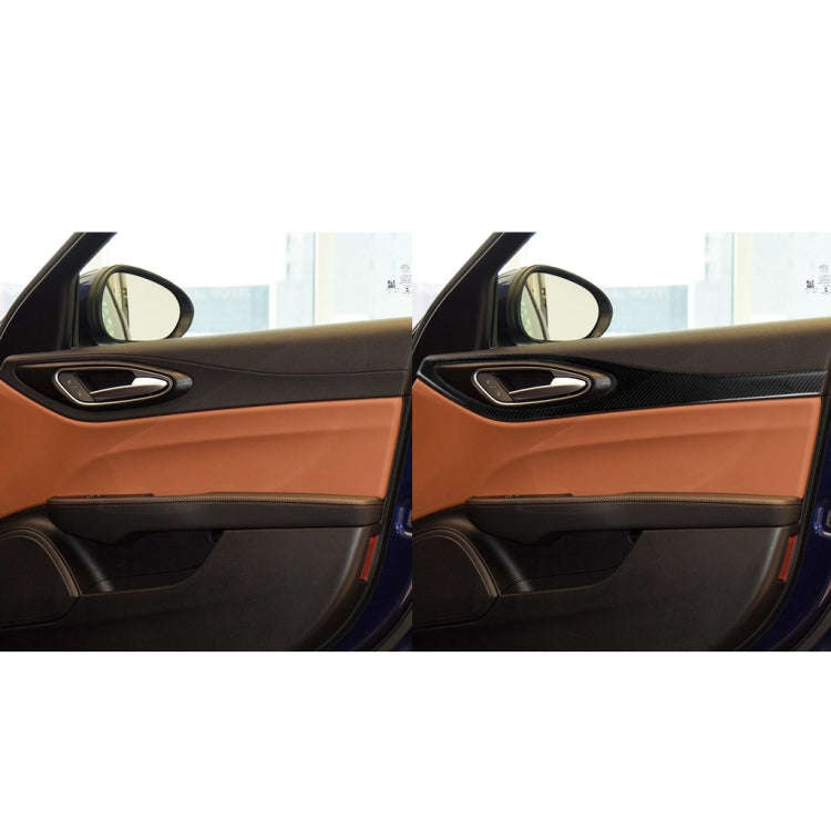 4 in 1 Car Carbon Fiber Door Decorative Sticker for Alfa Romeo Giulia 2017-2019, Left and Right D...
